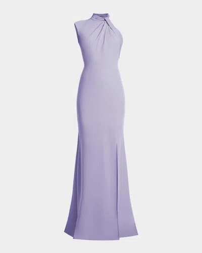 Bcbgmaxazria Asymmetric Sleeveless Twist-front Gown In Purple
