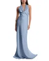 Bcbgmaxazria Bcbg Cowl Neck Halter Gown In Cloud