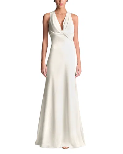 Bcbgmaxazria Bcbg Cowl Neck Halter Gown In White