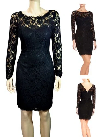 Pre-owned Bcbgmaxazria Bcbg Maxazria Arlena Lace Dress 2, 4, 8 Reg. $398 In Black