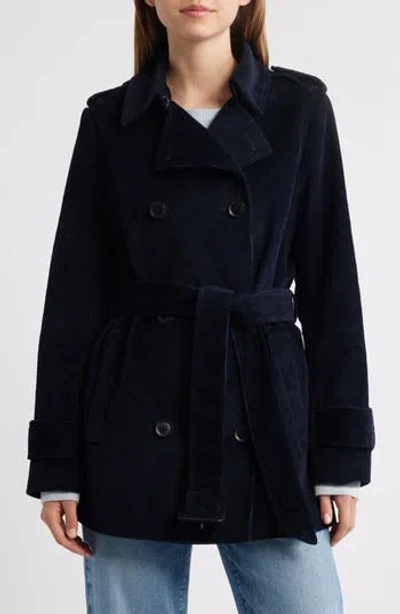 Bcbgmaxazria Belted Corduroy Trench Coat In Blue