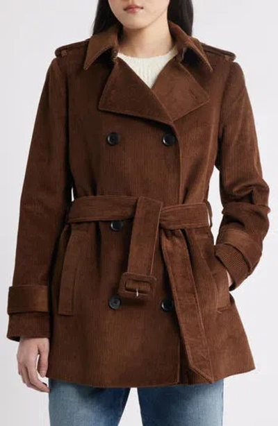Bcbgmaxazria Belted Corduroy Trench Coat In Brown