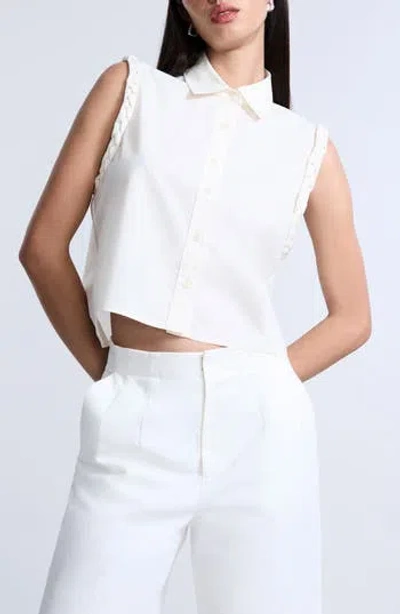 Bcbgmaxazria Braided Button-up Shirt In White