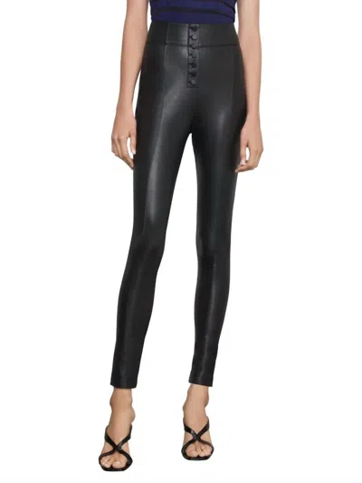 Bcbgmaxazria Button-front Leather Legging In Black