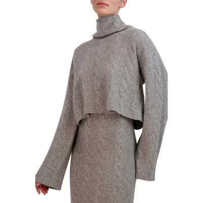 Bcbgmaxazria Cable Stitch Turtleneck Crop Sweater In Gray