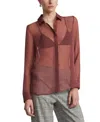 Bcbgmaxazria Chiffon Button Down In Brown