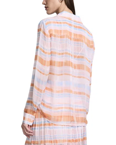 BCBGMAXAZRIA BCBGMAXAZRIA CHIFFON PLAID BLOUSE