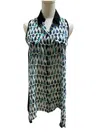 Bcbgmaxazria Chiffon Printed Sleeveless High Low Tunic Blouse In Multicolor In Multi