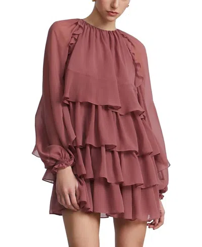 Bcbgmaxazria Chiffon Ruffle Mini Dress In Pink