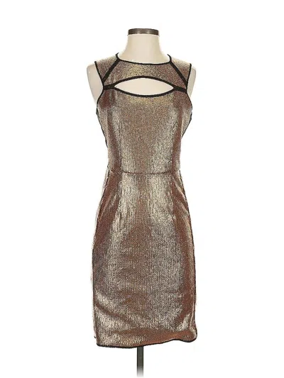 Pre-owned Bcbgmaxazria Cocktail Dress In Gold