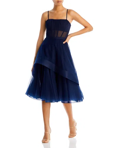 Bcbgmaxazria Corset Tiered Evening Dress In Dark Navy