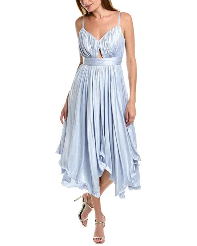 Bcbgmaxazria Women's Asymmetric Pleated Satin Midi-dress In Blue