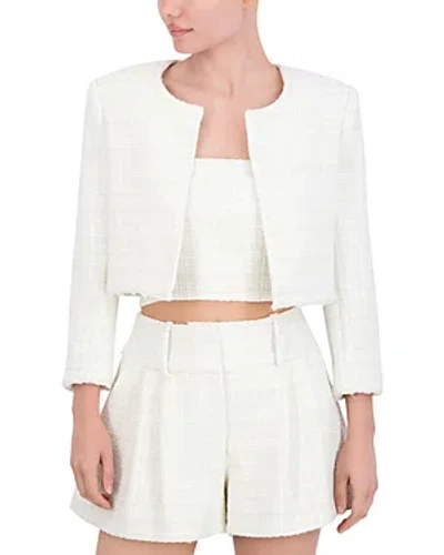 Bcbgmaxazria Cropped Tweed Jacket In Gardenia