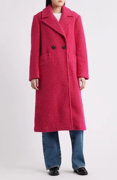 Bcbgmaxazria Double Breasted Bouclé Coat In Purple