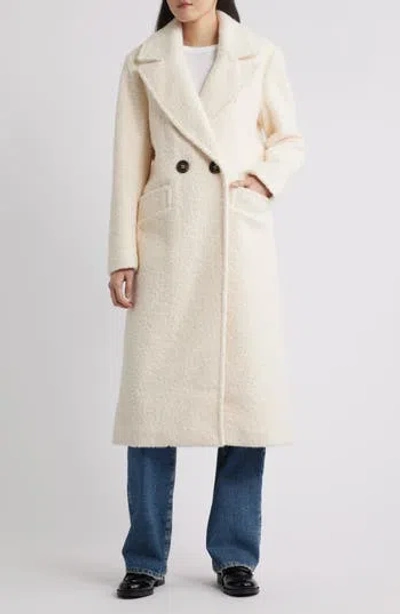 Bcbgmaxazria Double Breasted Bouclé Coat In White