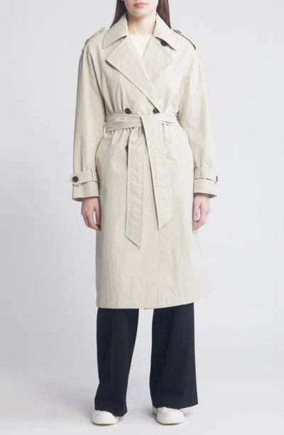 Bcbgmaxazria Double Breasted Packable Trench Coat In Bone