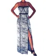 Bcbgmaxazria Elin Maxi Striped Bustier Dress In Black & White In Blue