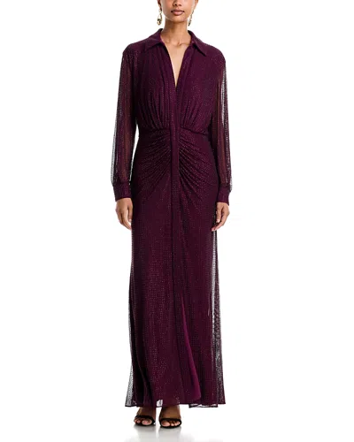 Bcbgmaxazria Embellished Shirt Gown In Purple