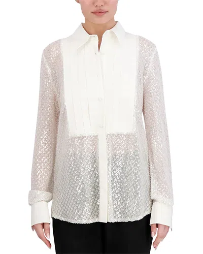 Bcbgmaxazria Embellished Tuxedo Shirt In Pristine