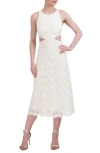 BCBGMAXAZRIA BCBGMAXAZRIA EMBROIDERED CUTOUT EYELET A-LINE DRESS