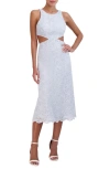 BCBGMAXAZRIA BCBGMAXAZRIA EMBROIDERED CUTOUT EYELET A-LINE DRESS