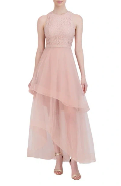 Bcbgmaxazria Embroidered Tiered Gown In Burnished Lilac