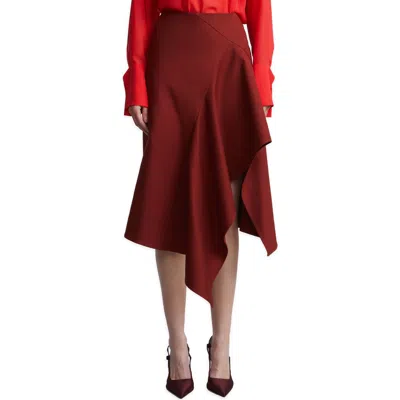 Bcbgmaxazria Emma Asymmetrical Cotton Blend Midi Skirt In Brown