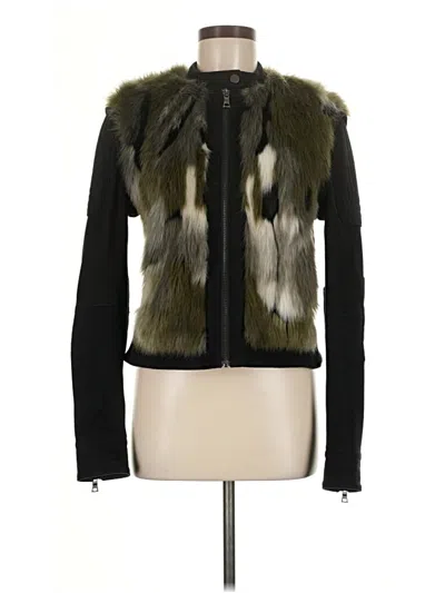 Pre-owned Bcbgmaxazria Faux Fur Jacket In Green