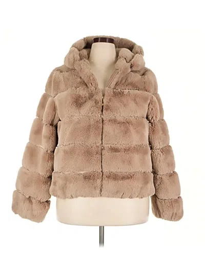 Pre-owned Bcbgmaxazria Faux Fur Jacket In Tan