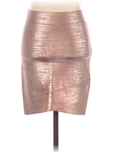 Pre-owned Bcbgmaxazria Faux Leather Skirt In Gold