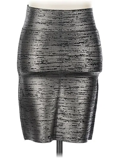 Pre-owned Bcbgmaxazria Faux Leather Skirt In Silver
