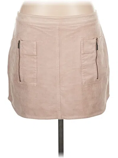 Pre-owned Bcbgmaxazria Faux Leather Skirt In Tan