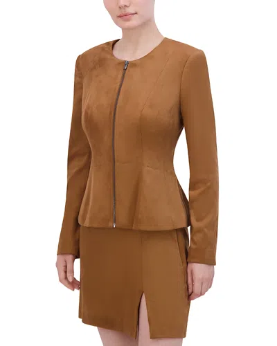 Bcbgmaxazria Faux Suede Jacket In Cognac
