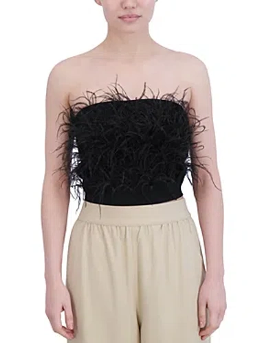 Bcbgmaxazria Feather Embellished Tube Top In Black Combo
