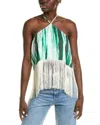 Bcbgmaxazria Fringe Halter Top In Green