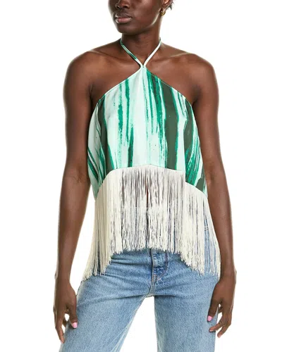 Bcbgmaxazria Fringe Halter Top In Green