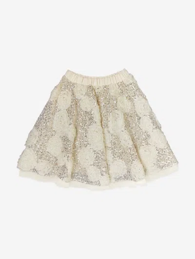 Bcbgmaxazria Kids'  Girls 3d Flower Sequin Skirt In Neutral
