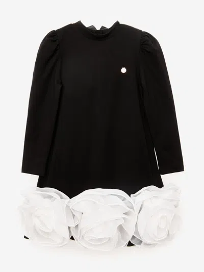 Bcbgmaxazria Babies' Girls 3d Organza Roses Dress In Black