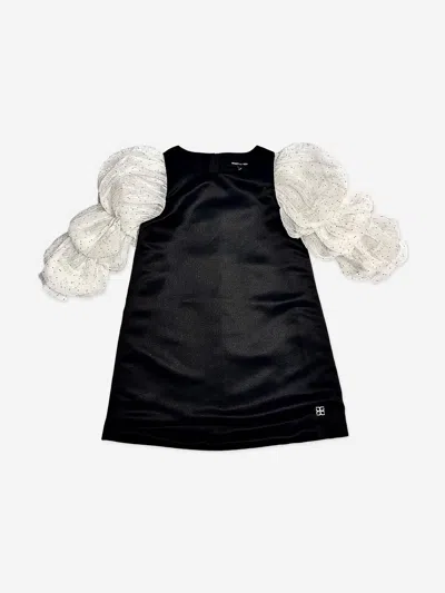 Bcbgmaxazria Babies'  Girls Diamante Puff Sleeve Dress In Black