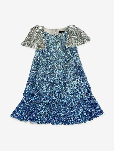 Bcbgmaxazria Babies'  Girls Ombre Sequin Frill Hem Dress In Blue