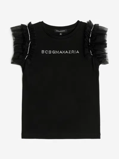 Bcbgmaxazria Babies'  Girls Ruffle Sleeve T-shirt In Black