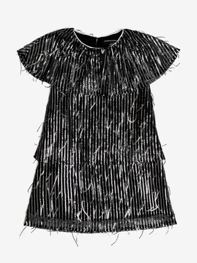Bcbgmaxazria Babies'  Girls Sequin Fringe Dress In Black