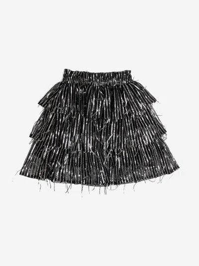 Bcbgmaxazria Kids'  Girls Sequin Fringe Skirt In Black