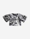 Bcbgmaxazria Girls Sequin Puff Sleeve Crop Top In Metallic