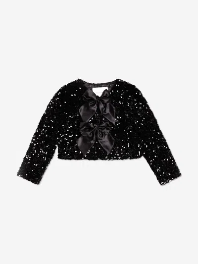 Bcbgmaxazria Babies' Girls Sequin Velvet Jacket In Black