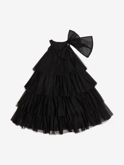 Bcbgmaxazria Babies'  Girls Tiered Tulle Halter Neck Dress In Black