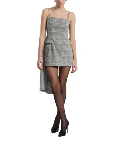 Bcbgmaxazria Glen Plaid Dress With Drape In Gray
