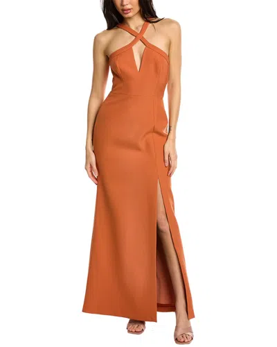 Bcbgmaxazria Halter Gown In Orange