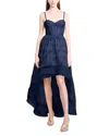 Bcbgmaxazria High-low Fil Coupe Corset Gown In Blue