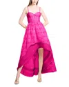 Bcbgmaxazria High-low Fil Coupe Corset Gown In Pink